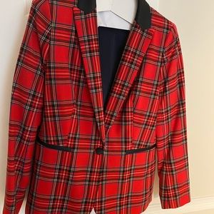 J Crew Parke Blazer in Red Stewart Tartan